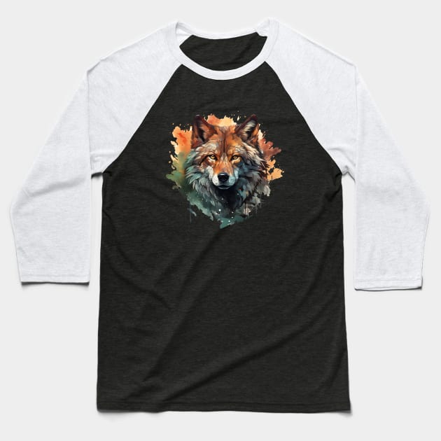 Wolf and Nature Baseball T-Shirt by DavidLoblaw